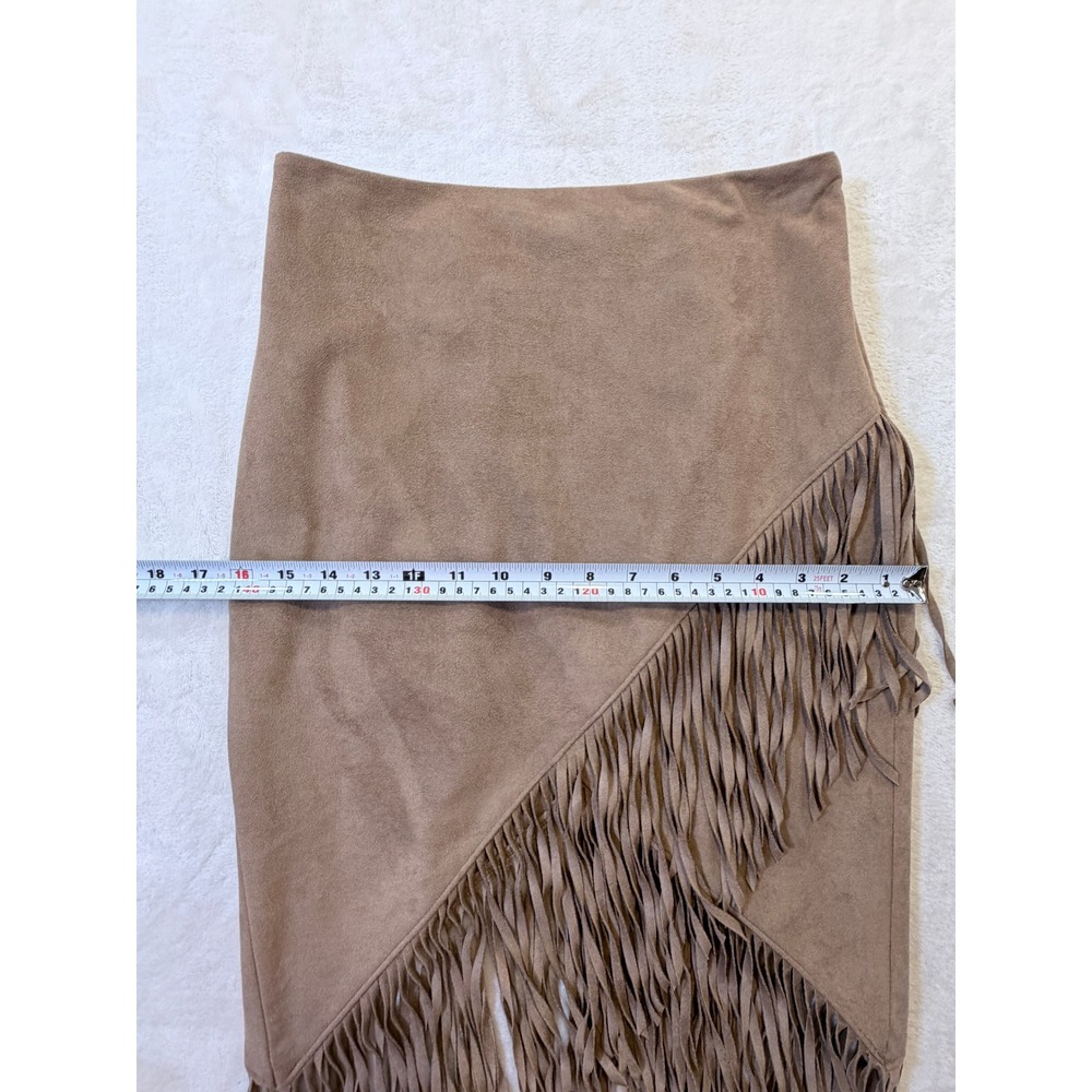 Express Taupe Fringe Midi Skirt - Picture 2 of 11